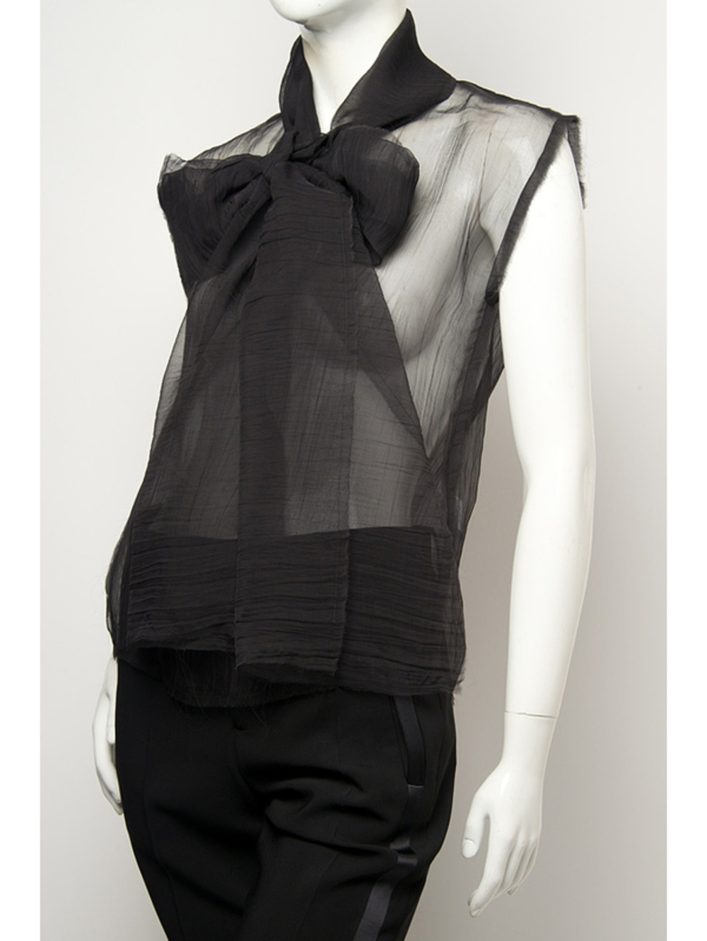 LANVIN Black Sleeveless Bow Top Sz:42F Retail $1,520 NEW